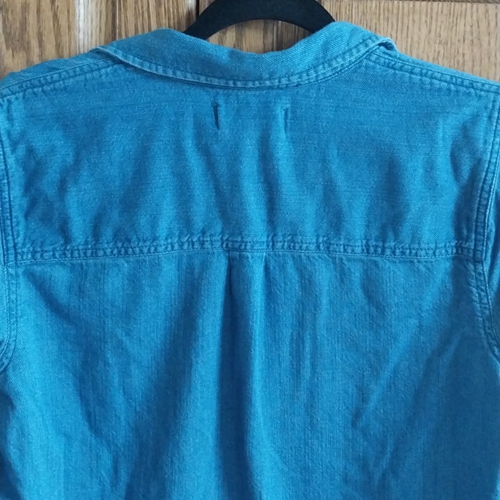 Madewell Women's Indigo Blue Zip Front Popover Denim Top Size Large Western - Picture 6 of 6
